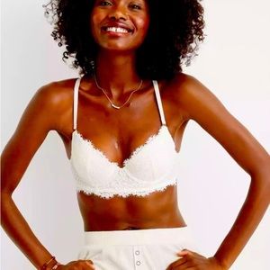 Aerie Real Power Plunge Push Up Bra - White, 34DD